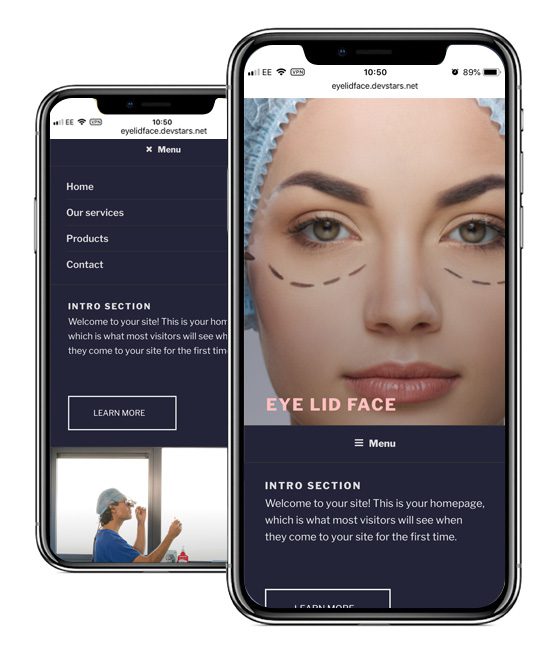 Eye Lid Face Mobile Website Design