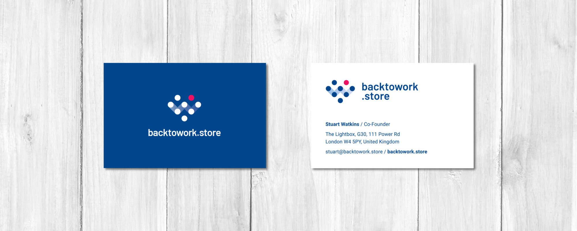 Back to Work Store Business Card Design