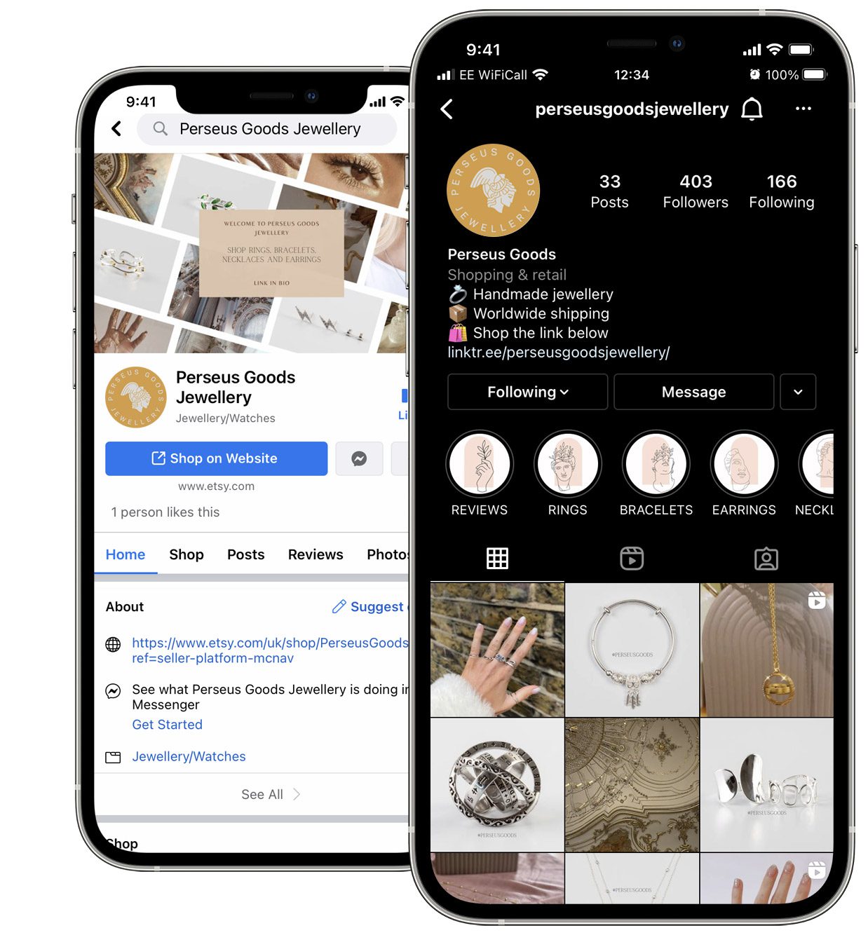 Perseus Goods Jewellery Social Media Branding